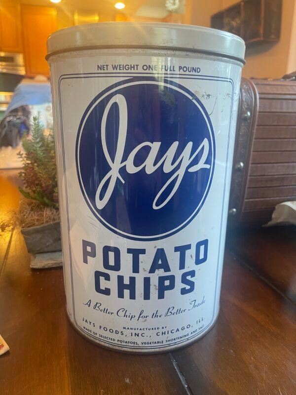 Vintage Jay's Potato Chips Tin (1 Pound Size) Original 1950s - Image 3