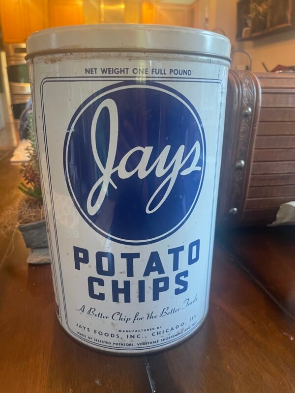 Vintage Jay's Potato Chips Tin (1 Pound Size) Original 1950s