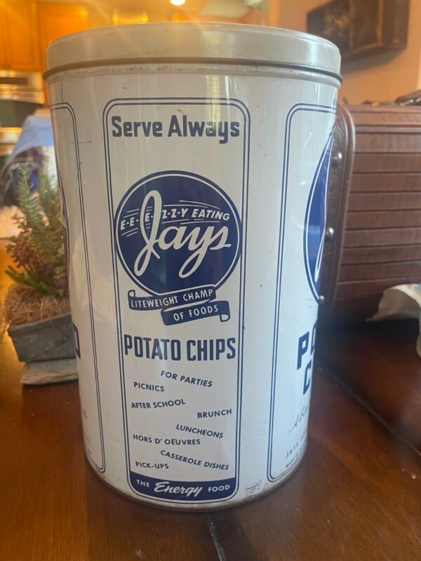 Vintage Jay's Potato Chips Tin (1 Pound Size) Original 1950s - Image 4