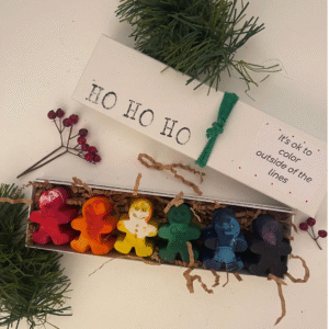 Gingerbread Crayons in gift box- primary colors