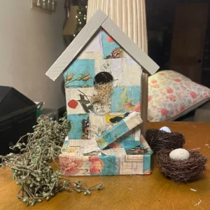 Birdhouse - Patchwork Decoupage -One-of-a-Kind