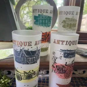 Anchor Hocking Antique Autos 15 oz. Frosted Glass Tumblers Set of 4