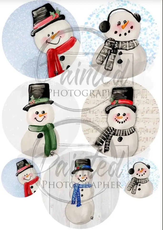 Snowman Ornaments - Connie's Lines and Designs Rice Paper